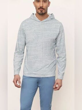 Vince Streaky Jersey Popover Hoodie Blue White Men’s XXL